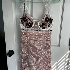 For Love and Lemins Floral Lace Ruched Dress